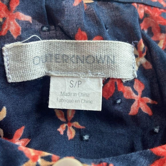 Outerknown 100% Organic Cotton Folk Peasant Top Floral Sz S - Picture 4 of 5